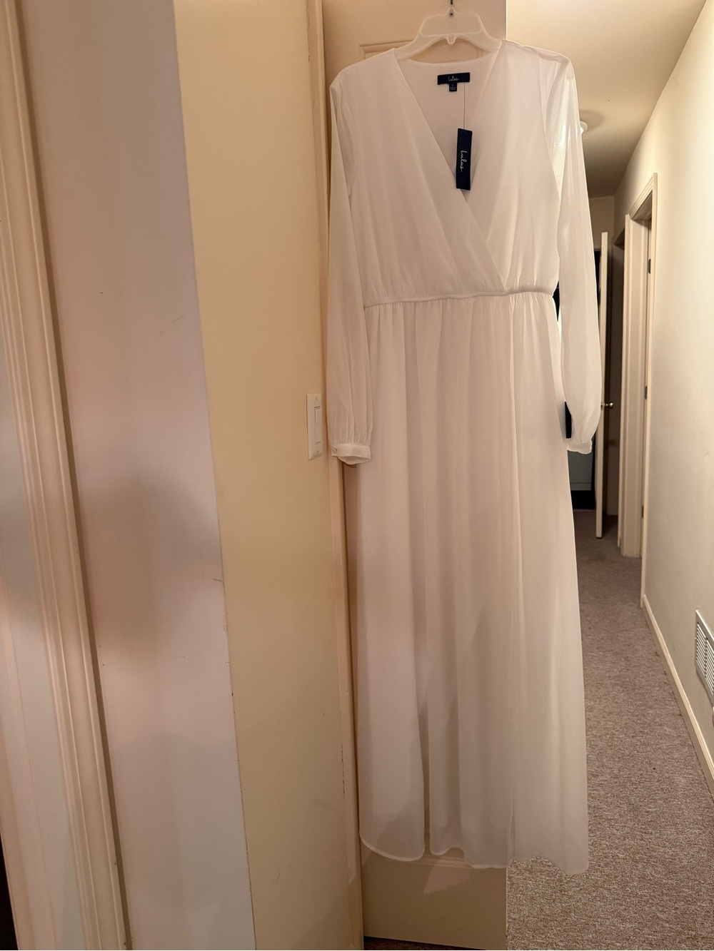 Lulu's Ivory Long Sleeve Wrap Maxi Dress